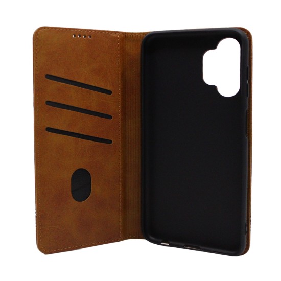  LEATHER FLIP COVER WITH INTERNAL POCKET AND CARD HOLDER FOR SAMSUNG A13 4G BROWN.